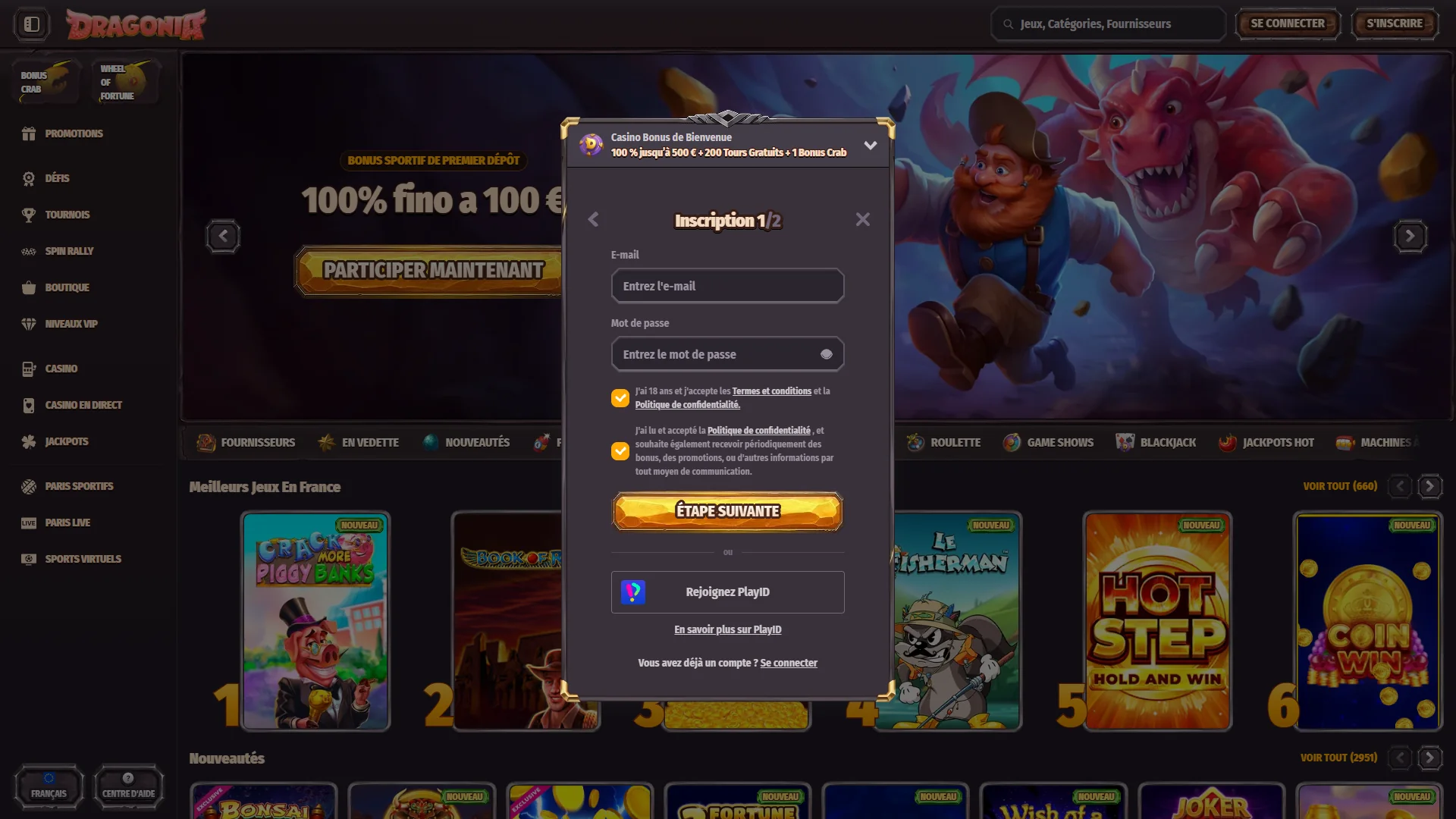 Comment s'inscrire sur Dragonia casino? : Test et Evaluation de la Plateforme